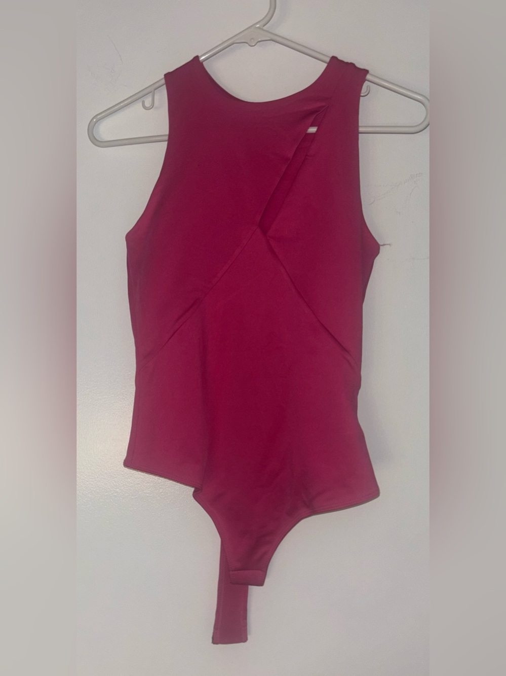 Sleeveless Raspberry Cross-Front Bodysuit